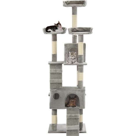 Maison Exclusive - Albero per Gatti con Tiragraffi in Sisal 170 cm Grigio (1/5)