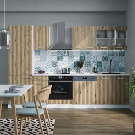 Cuisine R-Line, Artisan chêne/blanc, 300 cm , PT Anthracite, Vicco
