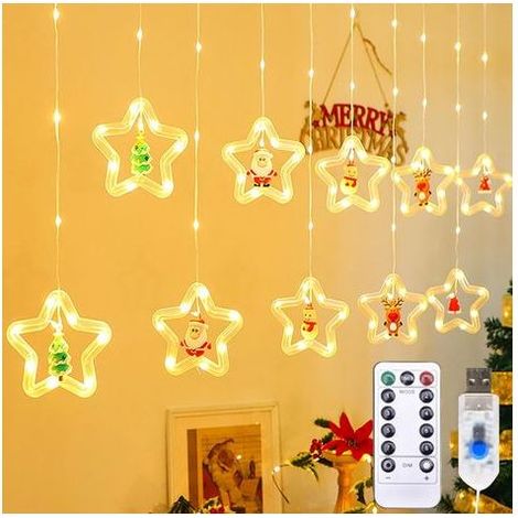 Lumières de Fenêtre de Noël,forme d'étoile,Guirlande LED Décoration de Noël,Rideau Lumineux Noel Intérieur,120LED 8 Modes Éclairage Lumière pour Exterieur Interieur Chambre Fenetre Mariage Noël Décora (1/5)