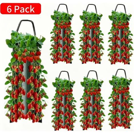 Sacs de plantation suspendus pour fraisiers verts à 10 trous, sacs de plantation pour jardin, adaptés à la plantation en cour arrière (6pcs)
