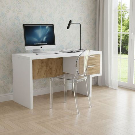 Scrivania di design - Soluzione perfetta per il tuo studio - Bianco e Quercia