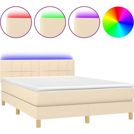 Maison Exclusive - Boxspringbett mit Matratze & LED Creme 140x200
