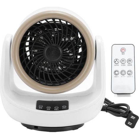 Jeffergarden Chauffage de bureau deux en un, température réglable, espace de chauffage électrique à oscillation temporisée, avec télécommande, adapté à une utilisation à domicile ou au bureau-DOU