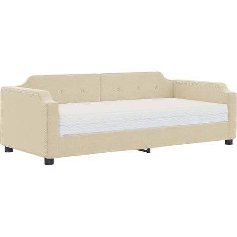 Maison Exclusive - Tagesbett mit Matratze Creme 90x200 cm Stoff