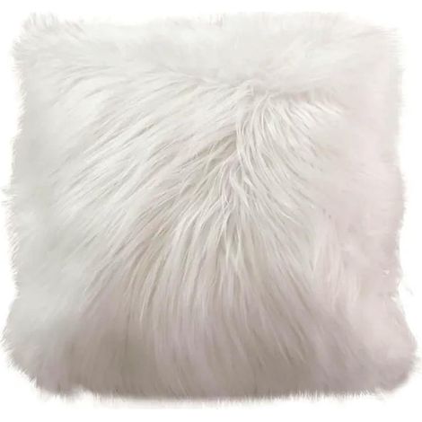 Coussin Déco Effet Fourrure "Epicéa" 45x45cm Écru