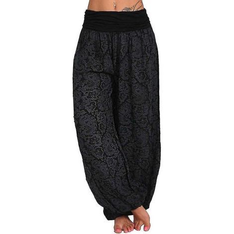 Ali Baba Haremshose für Damen, Aladdin-Stil, Boho-Look, weites Bein, Yogahose, Übergröße L, Schwarz (1/4)