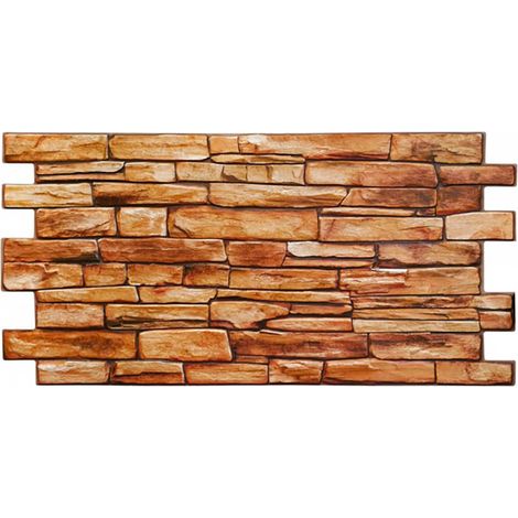CANYON STONE - Panneau mural en PVC imitation pierre effet 3D cache-moisissure 98x48 cm 2 pc 1 m²