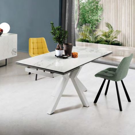 Tavolo cucina allungabile 240 cm piano gre's porcellanato Bianco JACKY (1/5)