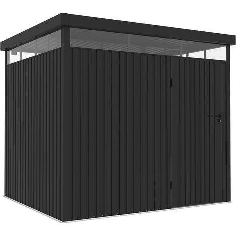 Wasabi - Abri de jardin métal Quarz 5,23m² 249x211x218cm - épaisseur 0,40mm - lampe incluse - serrure à clé - toit plat (1/4)