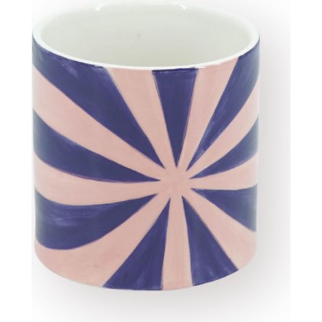 Cache-pot design Swirl en dolomite bicolore bleu et rose pour plantes d'intérieur 15,5x15,5x16 cm - PANGIVO (1/4)