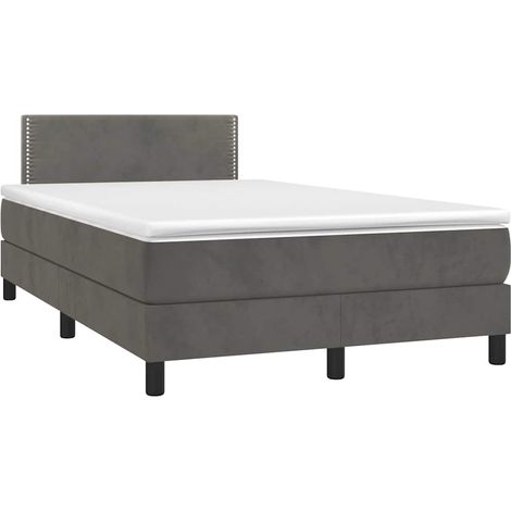 Boxspringbett mit Matratze & LED Dunkelgrau 120x190 cm Samt (1/5)