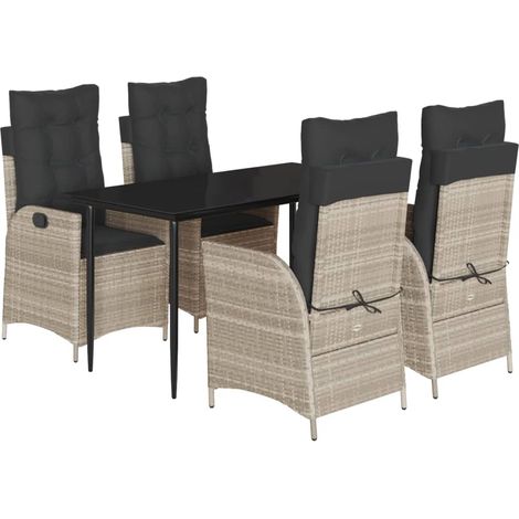 Maison Exclusive - Set comedor de jardín 5 pzas cojines ratán sin (1/5)