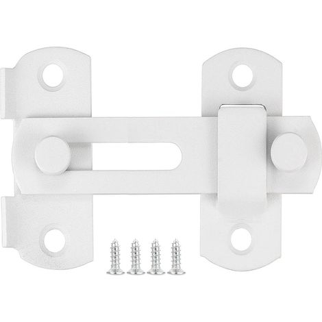Verrou de porte coulissante Shine Home en acier inoxydable, loquet pivotant 180° 10 cm blanc, sécurité pour porte, fenêtre, cave à vin, salle de bain, garage et jardin