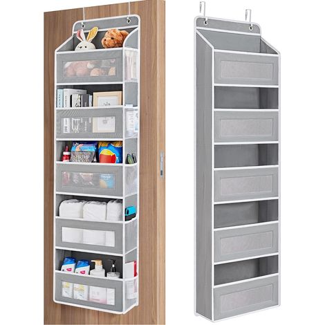 Sac de rangement suspendu derrière la porte, sac de rangement pour chaussettes suspendues non tissées avec 5 poches, peut contenir jusqu'à 44 livres (1/5)