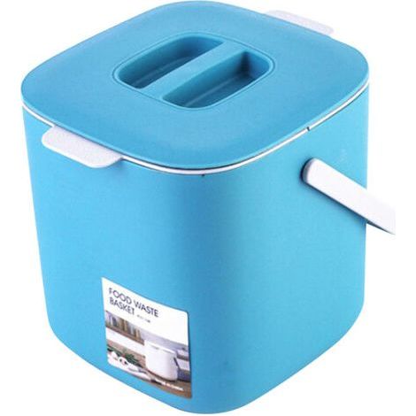 Poubelle de bureau détachable avec séparation humide/sec, portable avec poignée et couvercle pour voiture, cuisine, chambre, bleu clair (1/5)