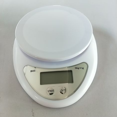 Eine tragbare digitale Tischwaage, 5 kg/1 g für den Heimgebrauch, kleine Küchenwaage mit g/oz/lb Einheitenumrechnung, Tara- und Nullstellfunktion per Knopfdruck, elektronische Waage mit Antirutschmatt