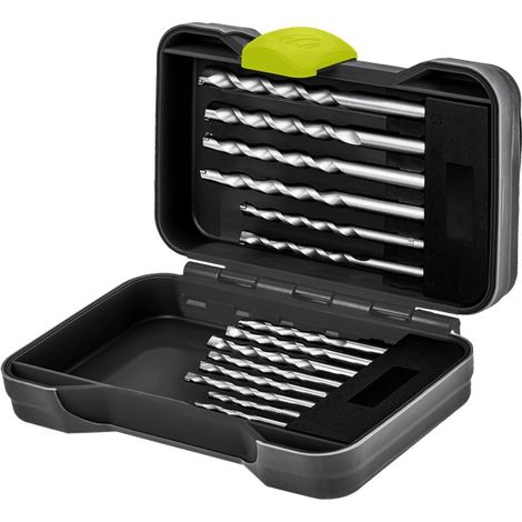 goobay Juego de brocas para piedra 15 piezas con punta centradora, Ø 3–10 mm, vástago redondo para taladros eléctricos, en caja resistente con marcaje por tamaño, 77849