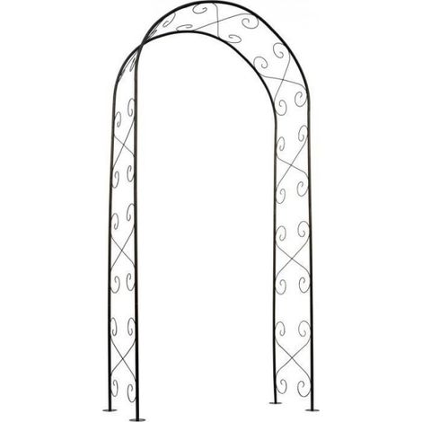 NATURE Pergola acier galvanisé laqué époxy noir décor volutes - H230 x 100 x 37 cm (1/4)