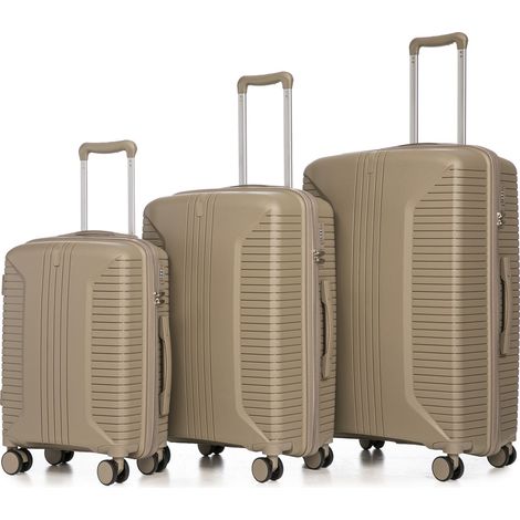 Ensemble boîtier PP spinner 3 pièces, pour maison et usage quotidien, poignées latérales serrure combinaison champagne