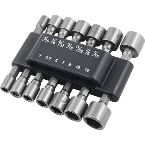 Adaptateur Clé à Douille Hexagonale - Jeu de 14 Embouts pour Visseuse Sans Fil - Acier Chrome Vanadium - Pour Écrous à Six Pans Creux - 1 Jeu (1/5)