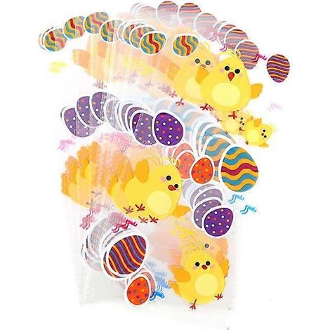 50 sachets à bonbons de Pâques en forme d'œuf de lapin, contenant transparent en cellophane - 2 (1/5)