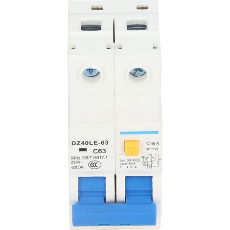 Disjoncteur différentiel miniature DZ40LE-63 C63 63A 230V 30mA, protection fuite de terre, interrupteur automatique compact pour installation électrique domestique, 1 pièce. (1/5)