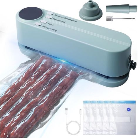 Mini machine à emballer sous vide, automatique, pour aliments, multifonction, avec 3 niveaux de fonction, appareil de mise sous vide portable avec 5 sacs sous vide, pour la maison, les voyages