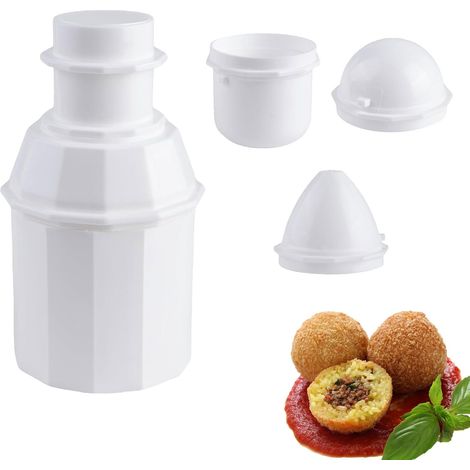 Moule à Riz 3 En 1 - Forme Cne Et Ronde Pour Arancini Onigiri - Plastique Sans Bpa - Lot De 4 (1/5)