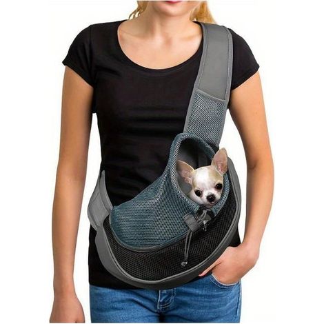 ®RisingFF Sac de transport portable en maille respirante pour chien et chat, réglable pour pets animaux, taille S (1/5)