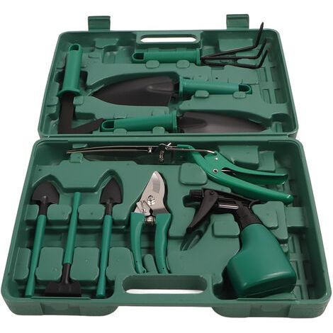 BUNTHAUS Outils de jardinage, poignée en plastique et métal solide, Kit d'outils de jardin ergonomique avec étui pour l'aménagement paysager extérieur de la maison 10 pièces (1/5)