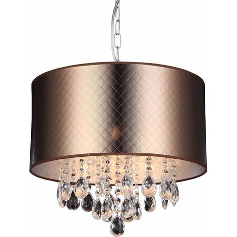 Italux Motan - Suspension moderne bronze à 3 lumières avec abat-jour en cristal, E14