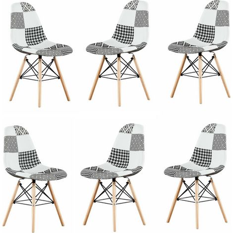 Set aus 1/2/4/6 Chrono Patchwork Eiffel Esszimmerstuhl – 6er-Set – Mehrfarbig