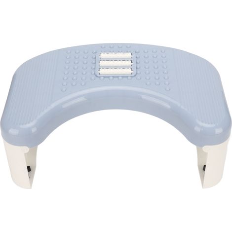 Tabouret de WC pliable, design incurvé en U antidérapant, portable, facile à ranger, pour salle de bain, bleu (1/5)