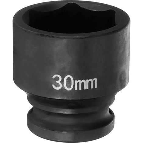 Douille à Choc 6 Points 30mm Douille Métrique 1/2" Entraînement Carré 1.65" (42mm) Long Douilles Hexagonales pour Écrous d'Axe de Broche en Acier Cr-Mo Phosphaté, Noir (1/5)