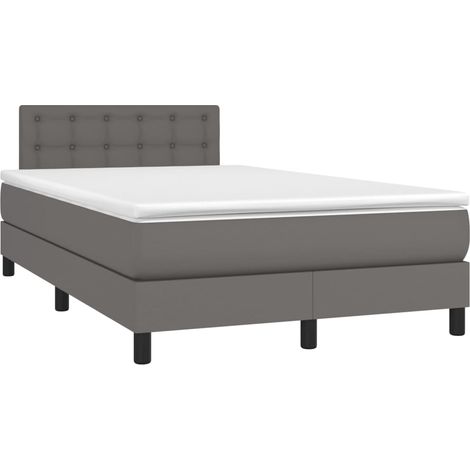 Sommier à lattes de lit matelas LED gris 120x190 similicuir (1/5)