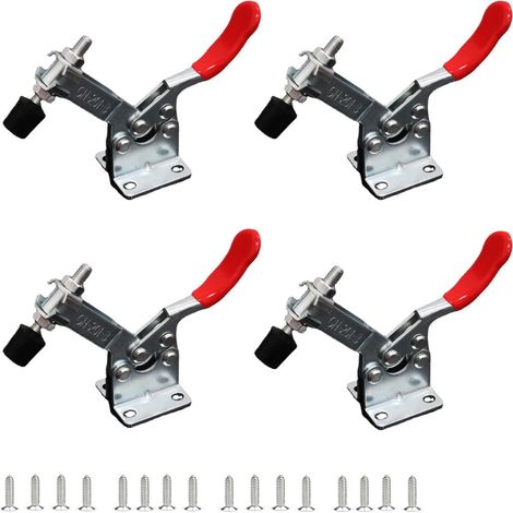 Lot de 4 Sauterelle de Serrage GH-201-B, Pince à Bascule Horizontale Serre Joint Desserrage Rapide Pince à Genouillère Dispositif de Serrage à Genouillère pour Menuiserie Soudage Moules (1/5)