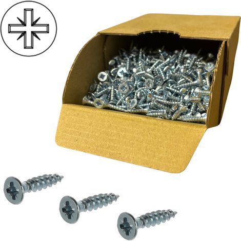 Riex Schraube 3,5 x 16 mm, PZ, Vollgewinde, Packung mit 1000 Stück, weiß verzinkt (1/3)