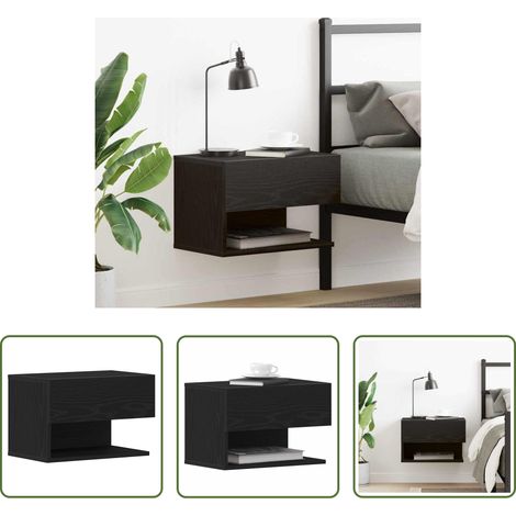 vidaXL Nachttisch Schwarz - Nachttisch Schwarz Eichen-Optik 46 x 30 x 30 cm Holzwerkstoff (1/5)