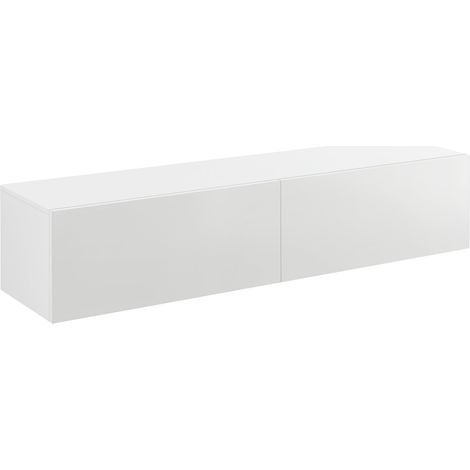 Helloshop26 – Étagère murale meuble TV 140 cm blanc brillant – 2 tiroirs – Panneau mélaminé – Capacité de charge 25 kg – Montage simple (1/5)