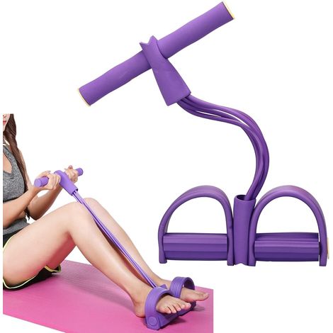6. Bande de résistance à pédale, sangle d'entraînement de yoga avec poignées, corde de traction multifonctionnelle (violette)