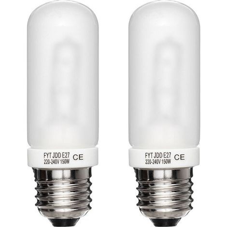 Deux ampoules halogènes dépolies à culot E27, 3700K, 150W 220-240V, adaptées à une utilisation comme ampoules pilotes pour flashs de studio (1/5)