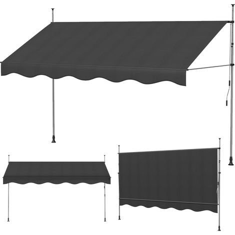 Haloyo® 3.5x1.2m Store banne manuel rétractable, Auvent manuel rétractable, Inclinaison réglable, Installation rapide, noir (1/5)