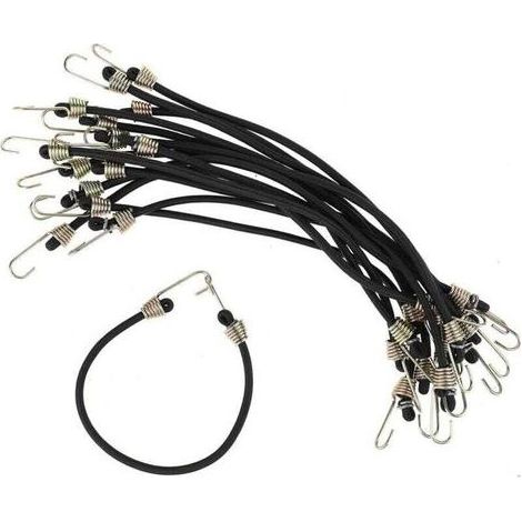 pair Confezione da 15 piccole corde elastiche con ganci, corde elastiche da 9 pollici con ganci in acciaio inossidabile, mini corde elastiche in gomma per campeggio, tende, teloni per motociclette, ca (1/4)