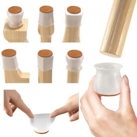 Embouts Pour Pieds De Chaise - Protection Sol Silicone Et Feutre - Pour Carrelage Bois Stratifie Vinyle - 36 Pièces (1/4)