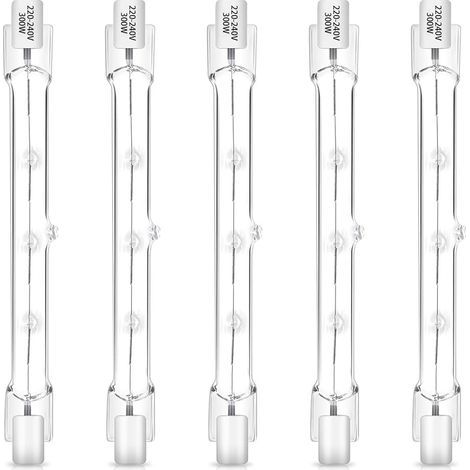 R7S Ampoule Halogène 118mm 300W, Dimmable, AC220-240V, 4500LM, Blanc Chaud 2700K, R7s Linéaire Ampoule Projecteur en Tungstène J118, pour Spot de Travail, Pafonniers, Eclairage Paysage, Lot de 5(5P)