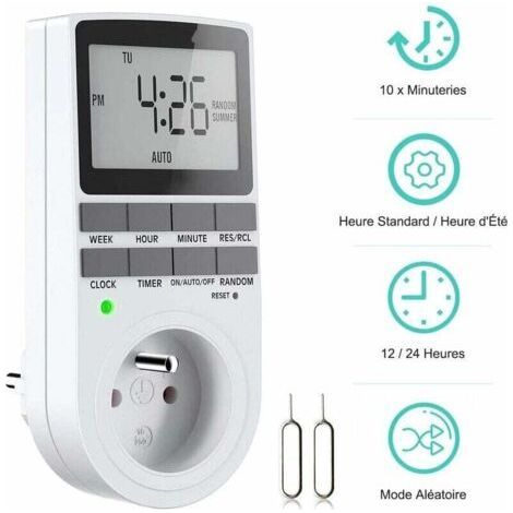 Digital Programmable Socket, Weekly Digital Timer with LCD Display, 12H/24H/7Days Electrical Socket Timer, Energy Saving for Home Appliances and Lighting (1 Pack) (1/4)