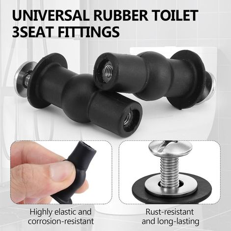 Accessoires de siège de toilette vis de fixation, charnières, écrous en caoutchouc, fixations, accessoires pour trou borgne 10 pièces (1/4)