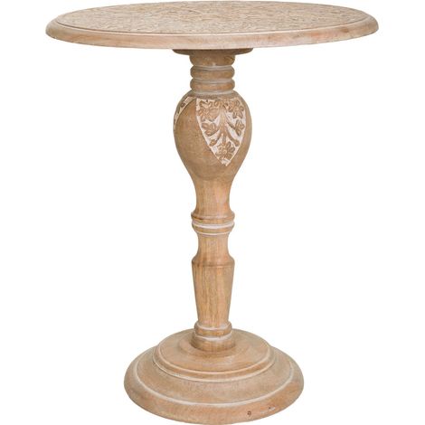 Mesa auxiliar de madera artesanal marrón 60x60x60h cm (1/5)