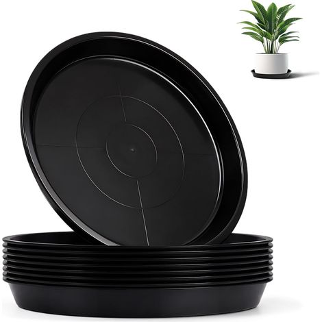 Set of 9 Plant Pot Saucers 30 cm Round Plastic Pot Coasters  Round Flower Pot Underside, Sturdy Bowl for Indoor Outdoor Plant, Planter Trays for Garden, Balcony, Living Room (1/5)