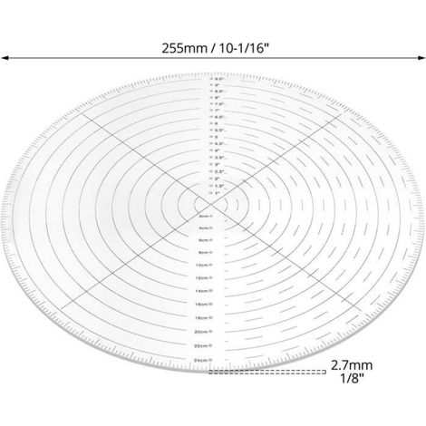 Gabarit Cercle Centreur - Acrylique Transparent 10 Pouces - Traçage Précis Cercles Et Centrage - Pour Menuiserie Bricolage Atelier - 1 Pièce (1/5)